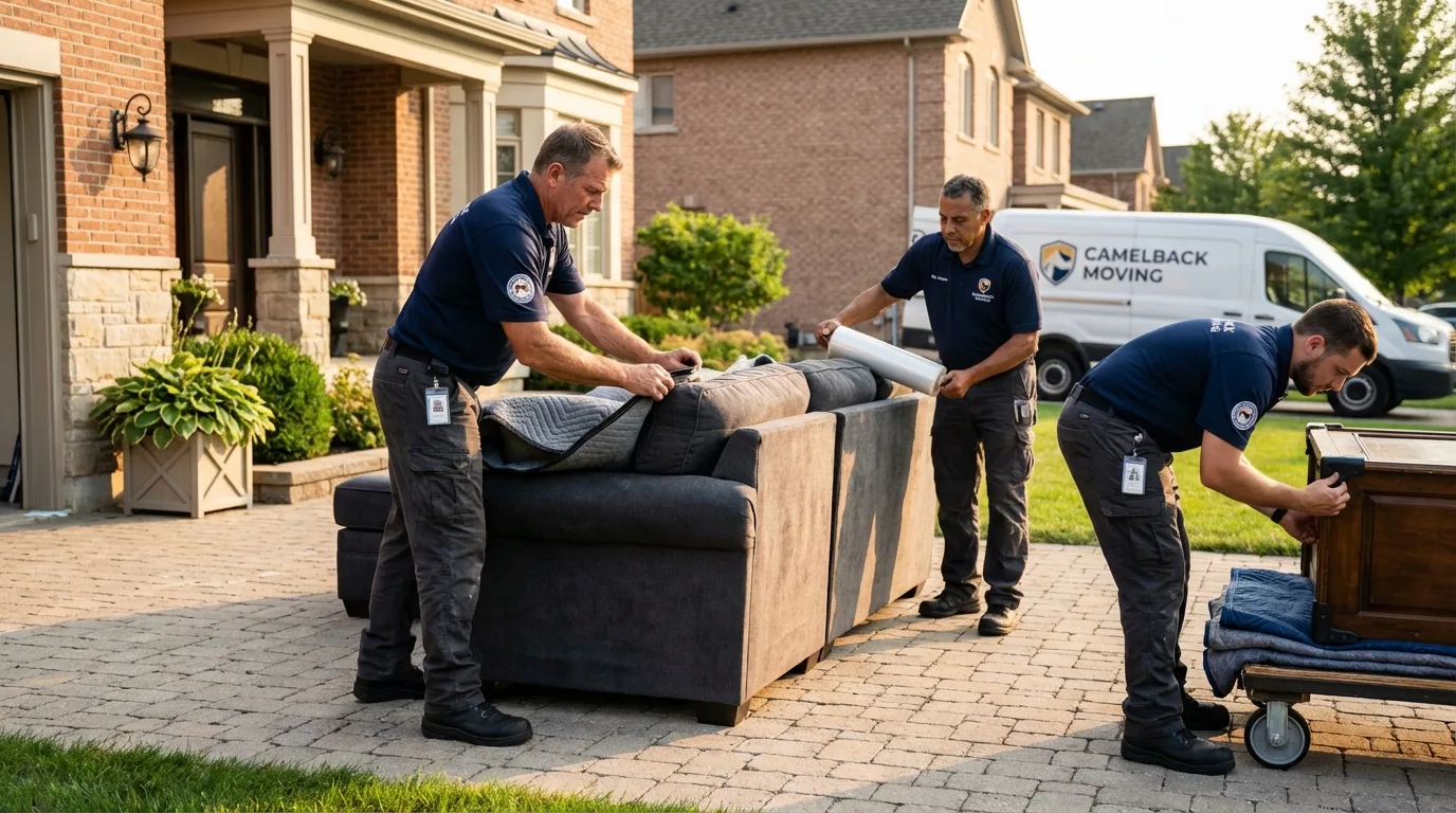 Large estate moving crew wrapping furniture in Donaldsonville, LA