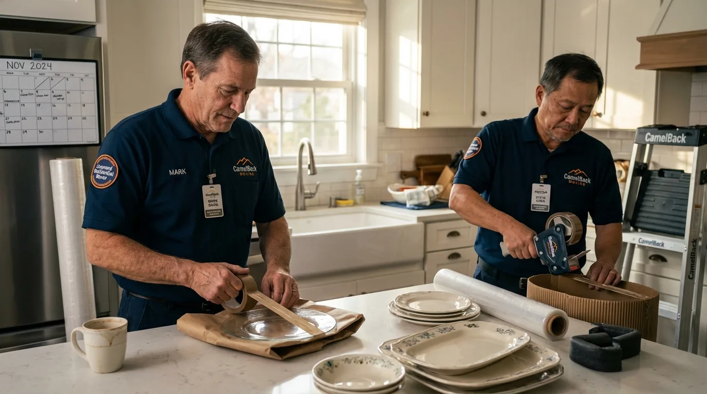 Professional crew packing kitchen dishware in Donaldsonville, LA